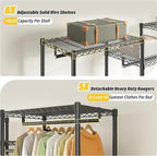 Raybee Clothes Rack with Cover,Clothing Racks for Hanging Clothes Heavy Duty,Portable Closet with Shelves,Adjustable,Loads 90