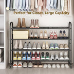 LINZINAR Shoe Rack Long 4 Tier Shoe Storage Organizer Metal Wide Shoe Shelf for Closet Entryway Bedroom 24 Paris Large Capaci