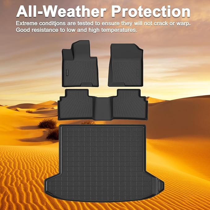 All-Weather TPE Floor Mats & Cargo Liner Set for 2022 2023 2024 2025 2026 Hyundai Tucson (Excludes Hybrid Models), Custom-Fit Hyundai Tucson Accessories Black