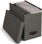 Bigso Box of Sweden File Organiser Storage with Stylish Leather Handle - Scandinavian Look Organiser Box Including 8 Hanging 