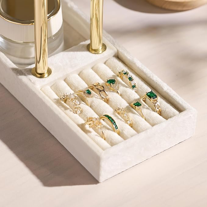 bussdis 2 Tier Bracelet Holder Display - Detachable T Bar Beige Velvet Bracelet Holder, Jewelry Holder Organizer for Bracelet
