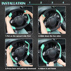 CAR PASS Line Rider Microfiber Leather Sporty Steering Wheel Cover Universal Fits for 95% Truck,SUV,Cars, 14.5-15 inch Anti-S