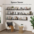 Floating Shelves for Wall, 24W x 8D Wide Bookshelf with Brackets Set of 3, Wood Wall Mounted Shelves for Living Room, Kitchen