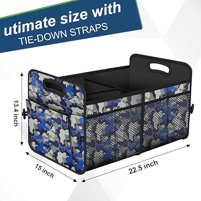 Femuar Car Trunk Organizer with 72L Large Capacity Waterproof Collapsible and 11 Pockets, Trunk Organizer for Car SUV/Jeep/Se