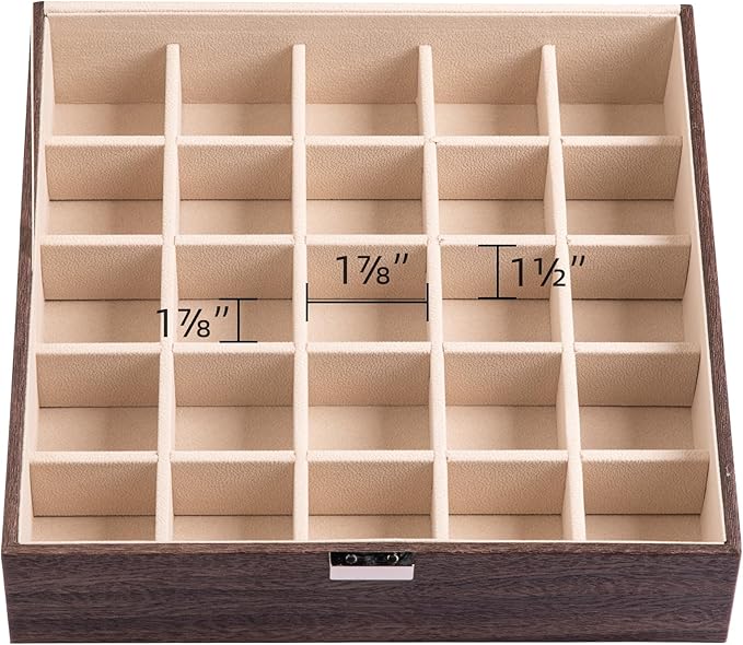 Frebeauty Earring Organizer Classic Jewelry Box 50 Slots Double Layer Jewelry Storage Case with 6 Necklace Hook and Bracelet 