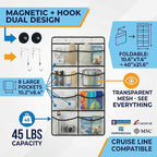 Magnetic Cruise Organizer, 8 Large Durable Pockets Over The Door Organizer For Cruise Ships, Magnetic & Hanging Cruise Organi