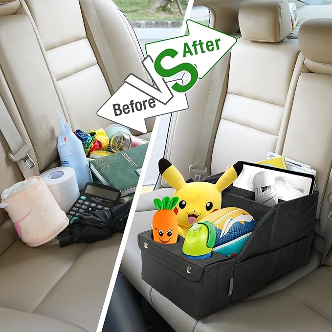 MULISOFT Car Seat Organizer- Backseat Car Organizer with 11 Storages Compartments and 2 Cup Holders, Organizers and Storage,