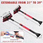 CARCAREZ 39" Extendable Car Snow Brush and Ice Scraper, Windshield Window Ice Snow Removal Snow Broom with Foam Grip 180° Pivoting Brush Head Snow Scraper for Car Auto Truck SUV