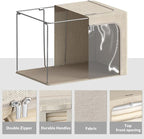 4 Pack Clothes Storage Bins with Metal Frame - Linen Fabric Foldable Stackable Container Organizer Set with Clear Window & Ca