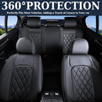 Coverado Car Seat Covers Full Set, Black Seat Covers, Waterproof Faux Leather Car Seat Cover, Luxury Car Seat Cover, Automoti