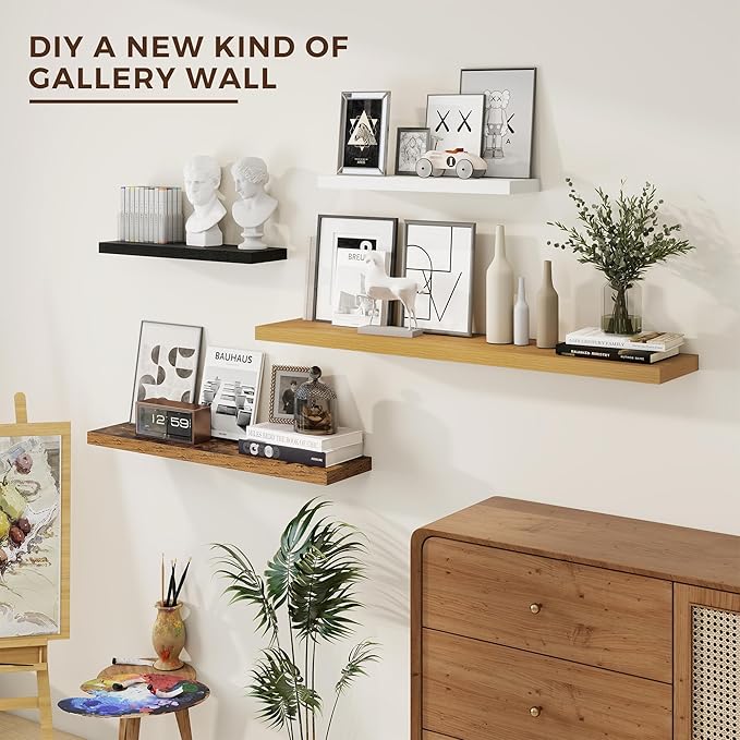 Dreamland 24 Inches Floating Shelves for Wall, 6.7 Inch Deep Floating Shelves Set of 2, Large Display & Storage Shelf, Wall S