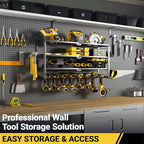 YYR 4 Layer Power Tool Organizer Wall Mount, Cordless Drill Hanger Storage Rack, Battery Tools Holder with Charging Station S