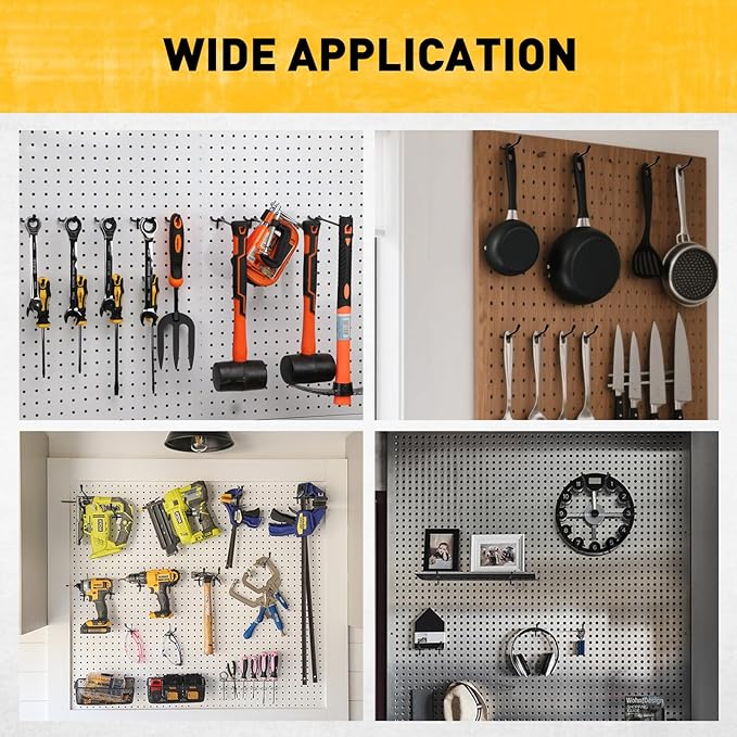 ELEAD 60-Piece 6 Inch Extra Thick Pegboard Hooks, Heavy Duty Peg Board Organizer Accessories, Peg Board Tool Hangers Fit for 