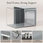 Yecaye Clothes Storage Bins with Metal Frame, Foldable Clothing Storage Bin with Lid, Stackable Oxford Fabric Organizer Box W