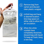 4 Pack Moisture Absorber Hanging Bags, Boat Dehumidifier with Charcoal, Unscented, Removes Dampness and Musty Odors, Ideal
