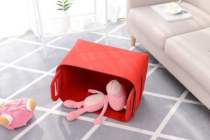 Minoisome Storage Basket Felt Storage Bin Collapsible& Convenient Box Organizer with Carry Handles for Office Bedroom Closet 