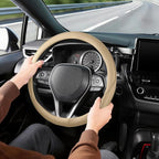 SEG Direct Steering Wheel Cover 14.5-15 inch (37-39 cm) Medium Size, Microfiber Leather, Non-Slip Comfortable Grip, Fits Cars