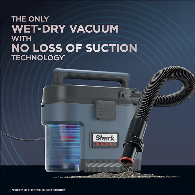 Shark VS101 MessMaster Portable Wet Dry Vacuum, 1 Gallon Capacity, Corded, Perfect for Pets & Cars, AnyBag Tech, Self-Cleanin