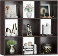 SUPER DEAL 9 Cube Storage Organizer, 3 Tier Bookshelf Open Shelf Display Rack with 5 Removable Back Panels Wood Bookshelf Sys
