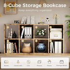 COMHOMA 8 Wood Cube Storage Organizer with Open Back and Removable Back Panels, 11In Brown Cube Storage Bookshelf, Cubicle Sh