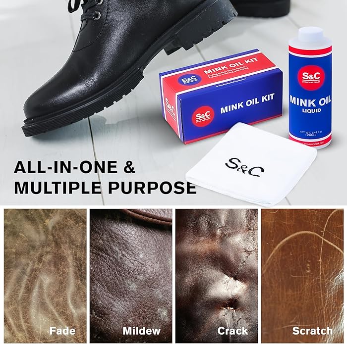 Stone and Clark Mink Oil for Leather Boot - Leather Conditioner & Protector for Boot, Belt, Saddle, Baseball Glove & Purse