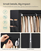 SONGMICS Portable Closet, Wardrobe Closet Organizer with Cover, 2 Hanging Rods and Shelves, 4 Side Pockets, 33.9 x 17.7 x 65.