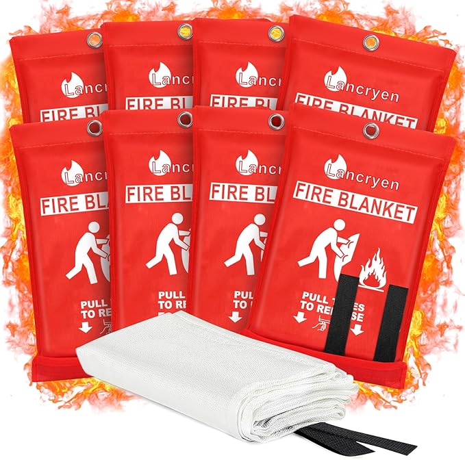 Lancryen Emergency Fire Blanket, Fire Extinguisher Blanket, Fire Suppression Fabric, Flame Retardant Towel Fire Safety Cloth 