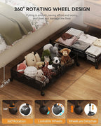 Under Bed Storage with Wheels, Foldable Pattern Carved Metal Under The Bed Storage, Tool-Free Assembly Under The bed Storage 