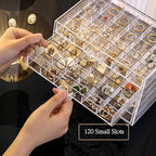 SPAKOWN Earring Organizer, Acrylic Jewelry Holder Organizer with 5 Drawers Stackable Earring Storage Case Jewelry Boxes for W