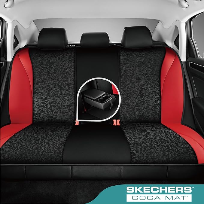 Skechers Car Seat Covers,Leather Seat Covers with GOGA Mat Technology,Waterproof Car Seat Covers Full Sets,Airbag Compatible,