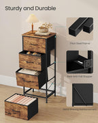 SONGMICS Dresser for Bedroom, Chest of Drawers, Steel, MDF, 4 Non-Woven Fabric Drawers, Storage Organizer Unit, Closet, Entry