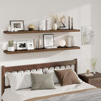 Fun Memories Brown Deep Floating Shelves, 72 x 12 Inch Long Wall Shelves, Large Display Shelf & Storage Shelf, Wood Floating 