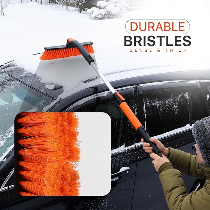 Utopia Home 31" to 37” Extendable Snow Brush for Car and Ice Scrapers for Car Windshield, 360° Rotation Brush Head Snow Broom for Truck and SUVs with Ergonomic Foam Grip