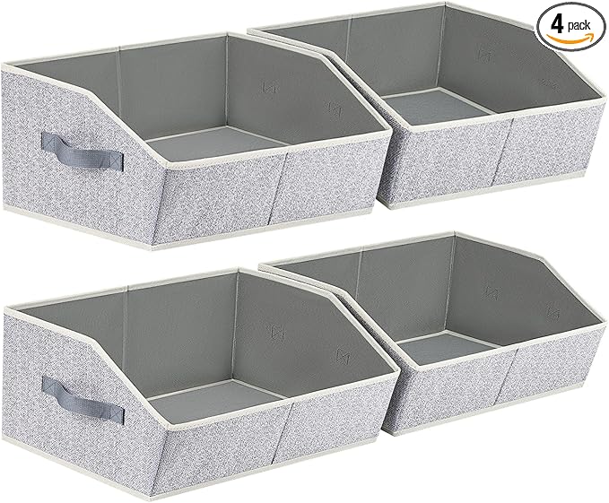 Homsorout Trapezoid Closet Shelf Organizer - Large Baskets for Organizing, Storage Baskets for Shelves, Cubbies Storage Bins 