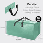 6 Pack Heavy Duty Extra Large Moving Bags W/Backpack Straps - Strong Handles & Zippers, Storage Totes For Space Saving, Fold 