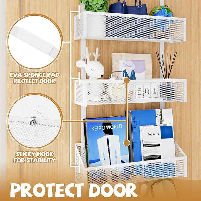 Kaiferty Over The Door Hooks Organizer, Coat Rack Over The Door Storage Hanger Towel Rack, Back of Door Storage Organizer for