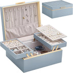 Lolalet Jewelry Box Organizer for Women Girls, 2 Layer Jewelry Organizers and Storage for Necklace Earrings Rings Bracelets, 