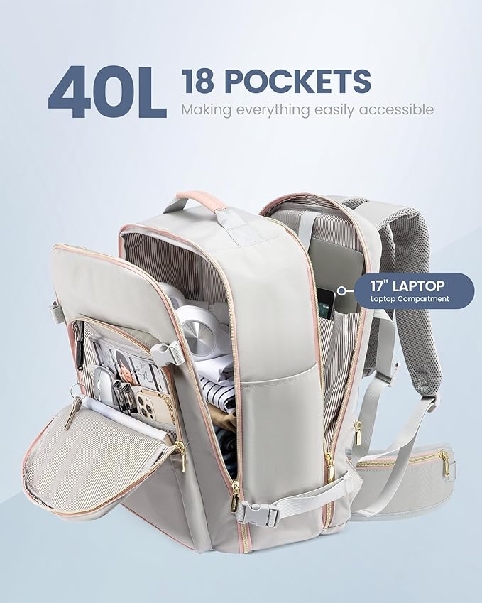 LOVEVOOK Travel Backpack for Women with Waist Strap,40L Cute Carry on Backpack Travels Essentials Personal Item Backpack for 