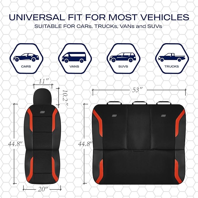 Skechers Memory Foam Car Seat Covers, Air Cool Mesh Thick Seat Covers, Car Seat Full Sets, Airbag Compatible, Automotive Comf