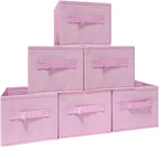 EBIGIC Pink Bins[6 Pack] 9.0"x7.5"x7.5" Small Size Fabirc Foldable Closet Toy Organizer Collapsible Cloth by BIGIC…