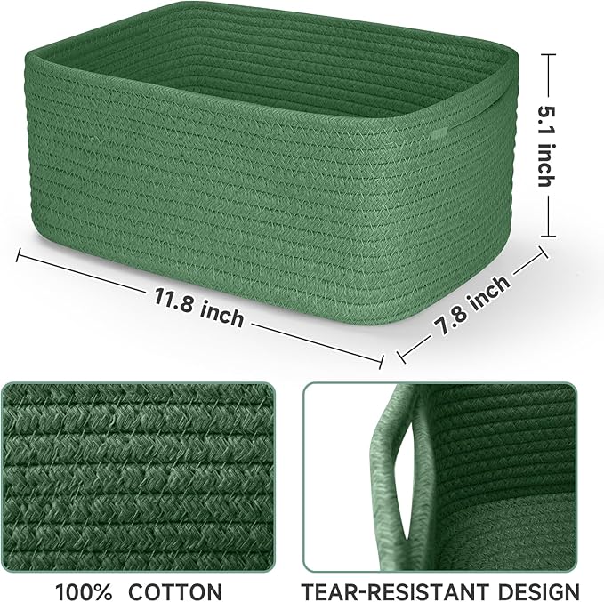 3-Pack Shelf Baskets for Organizing, Closet Organizer Bins, Small Woven Baskets, Rope Toy Basket, Storage Basket for Shelves,