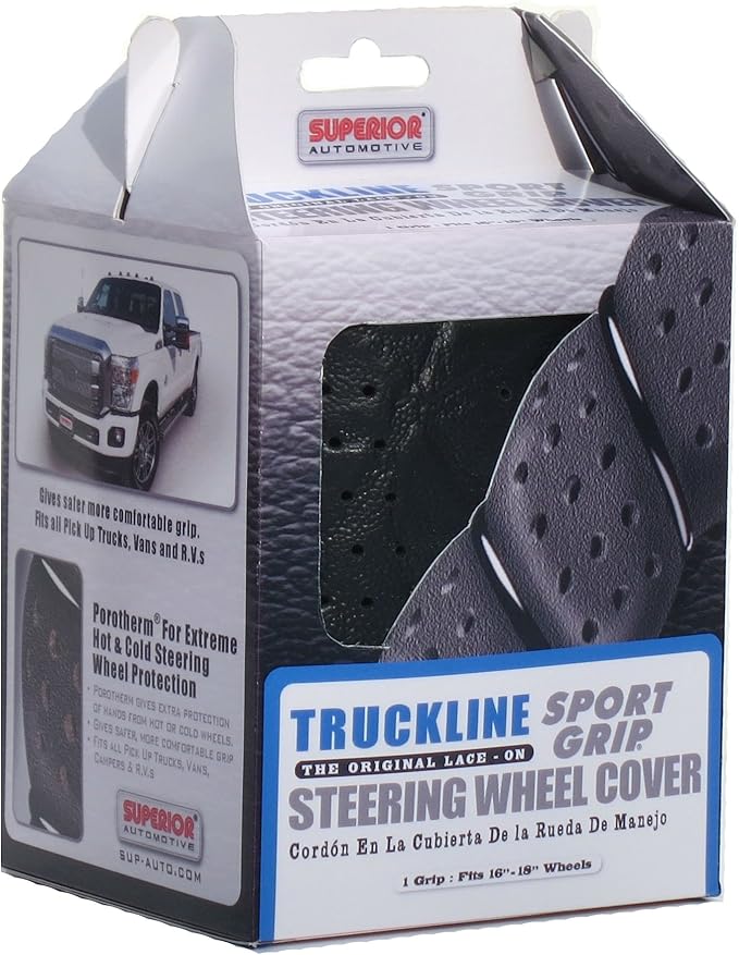 Superior 58-0470B Truckline Sport Grip Steering Wheel Cover, Black