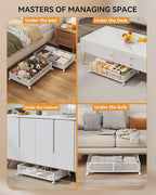 Under Bed Storage with Wheels, Foldable Pattern Carved Metal Under The Bed Storage, Tool-Free Assembly Under The Bed Storage 