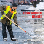 Ice Scraper Snow Ice Chopper Long Wooden Handle Ice Shovel for Driveway Sidewalk Outdoor Road,57.5 inches
