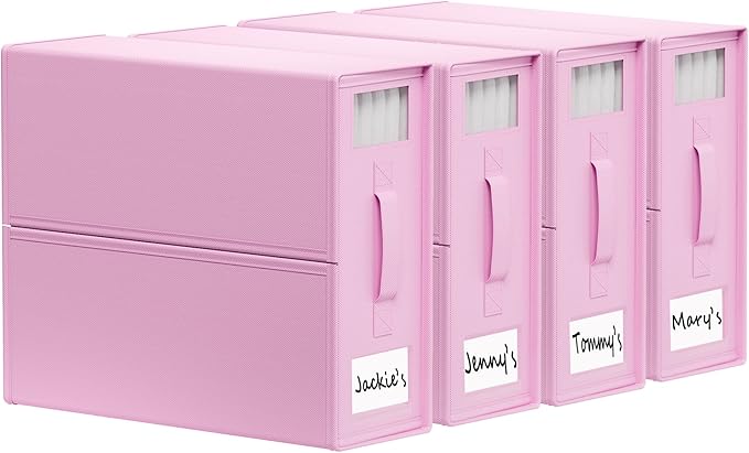 SUOCO SheetCube Bed Sheet Organizers and Storage 4 Pack, Foldable Linen Closet Organizer with Window and Label, Bedding Folde