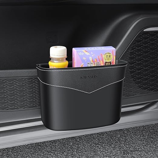 Car Trash Can Mini Trash Bin Garbage Organizer with Plastic Trash Bag Automotive Small Garbage Bin for Home Office Auto Vehicle Car Door Front Back Seat Storage Accessories (clip on trash can)