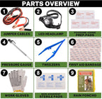Car Roadside Emergency Kit with Battery Jumper Cables,Car Accessories for Men or Women,Automotive Safety Kit for Car,Vehicle,