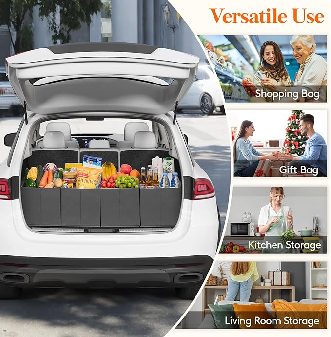 Lifewit Reusable Grocery Bags, Heavy Duty Foldable Shopping Bags with Reinforced Handles, Extra Large Utility Tote Stay Open, Sturdy Standing Carry Box for Kitchen, Car Trunk, 24L Mixed Color, 6 Packs