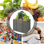 LadyRosian Reusable Grocery Bags Extra Large Foldable Shopping Bags 10 Pack Heavy Duty Kitchen Tote Bags with Handle Can Hold 45+lbs, Stands Upright, Foldable & Washable (Grey)