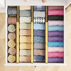 SpaceAid Bamboo Dresser Drawer Dividers 6 Pack, 4.65“ High Adjustable 12.5“-17” Drawer Organizers, Expandable Organization fo